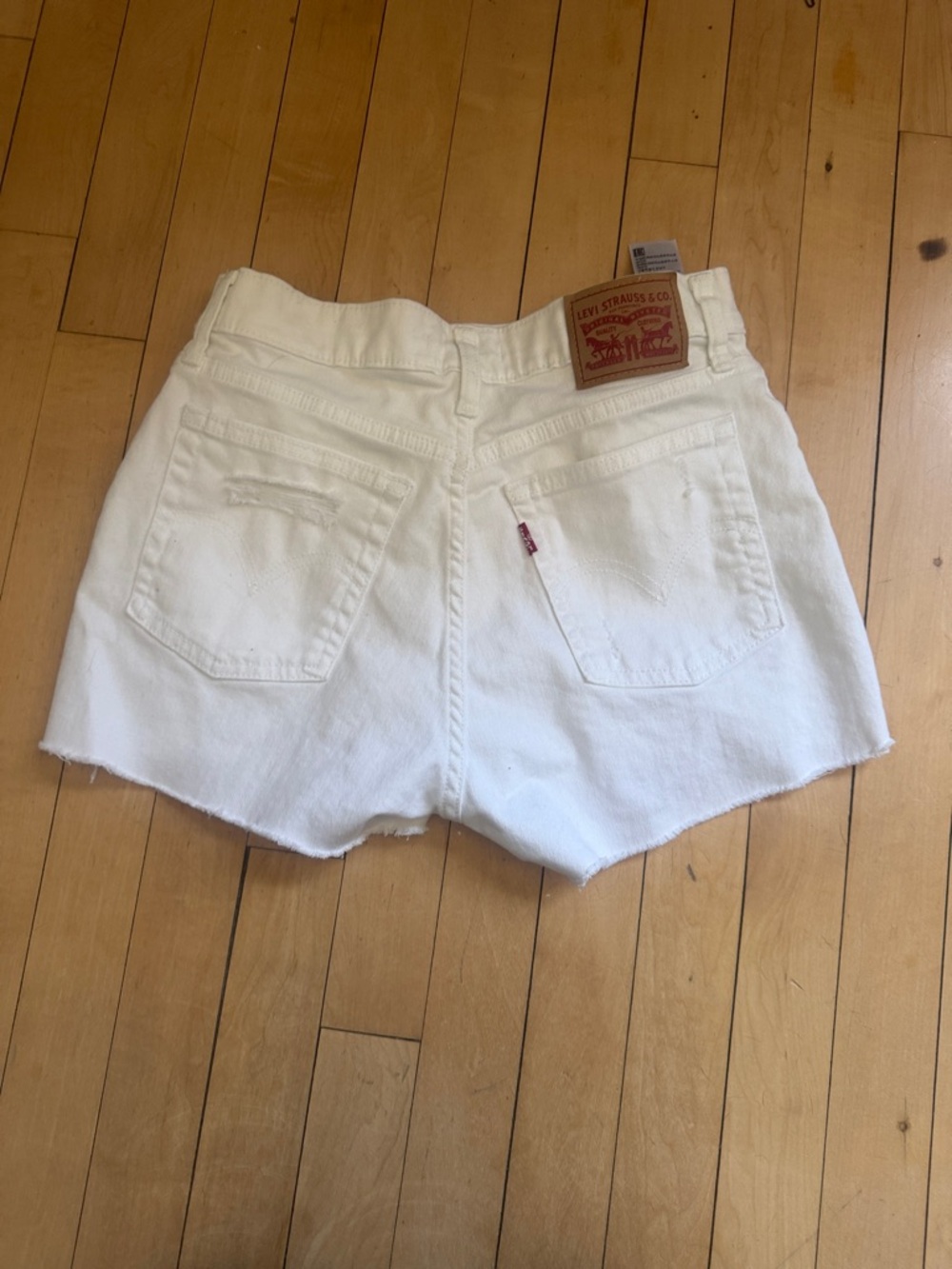 Levi's White Denim Cutoff High-Rise Shorts